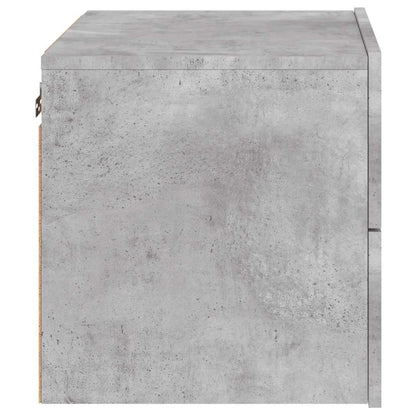 vidaXL Wall-mounted Bedside Cabinet with LED Lights Concrete Gery