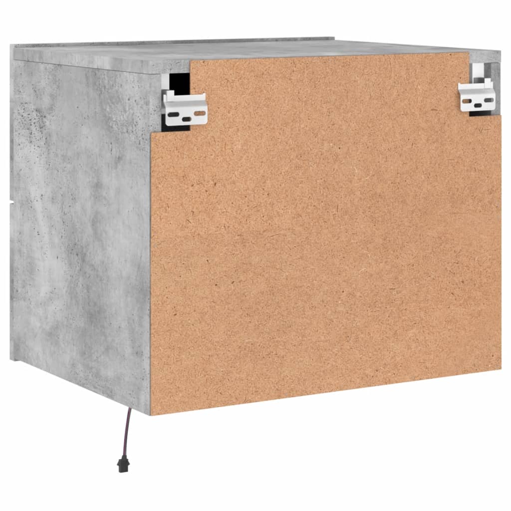 vidaXL Wall-mounted Bedside Cabinet with LED Lights Concrete Gery