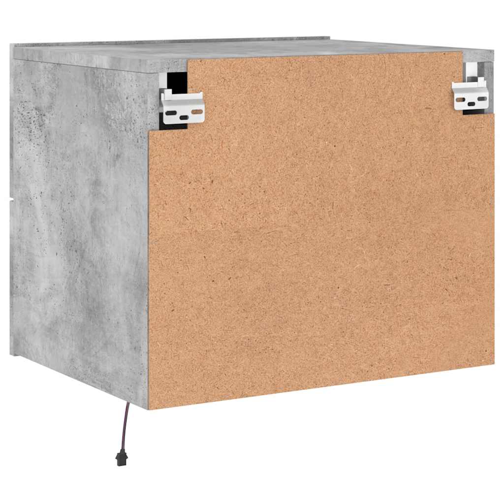 vidaXL Wall-mounted Bedside Cabinet with LED Lights Concrete Gery