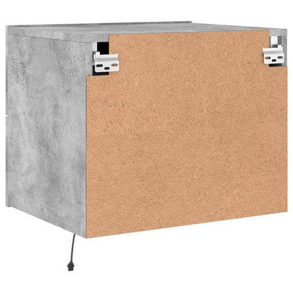 vidaXL Wall-mounted Bedside Cabinet with LED Lights Concrete Gery