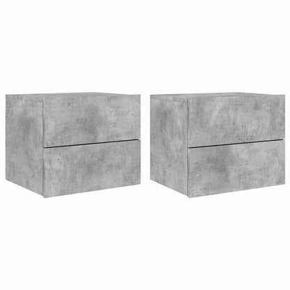 vidaXL Wall-mounted Bedside Cabinets with LED 2 pcs Concrete Grey