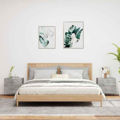 vidaXL Wall-mounted Bedside Cabinets with LED 2 pcs Concrete Grey