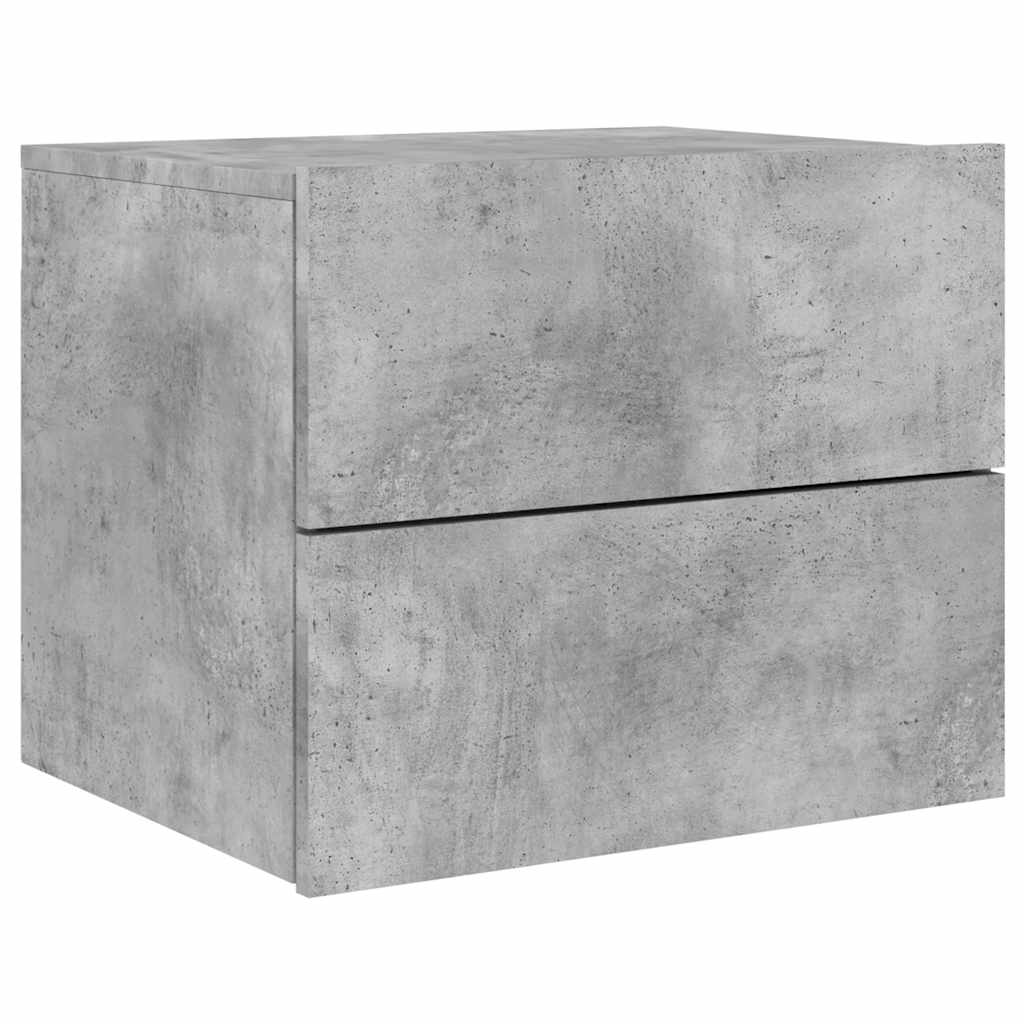 vidaXL Wall-mounted Bedside Cabinets with LED Lights 2 pcs Concrete Grey
