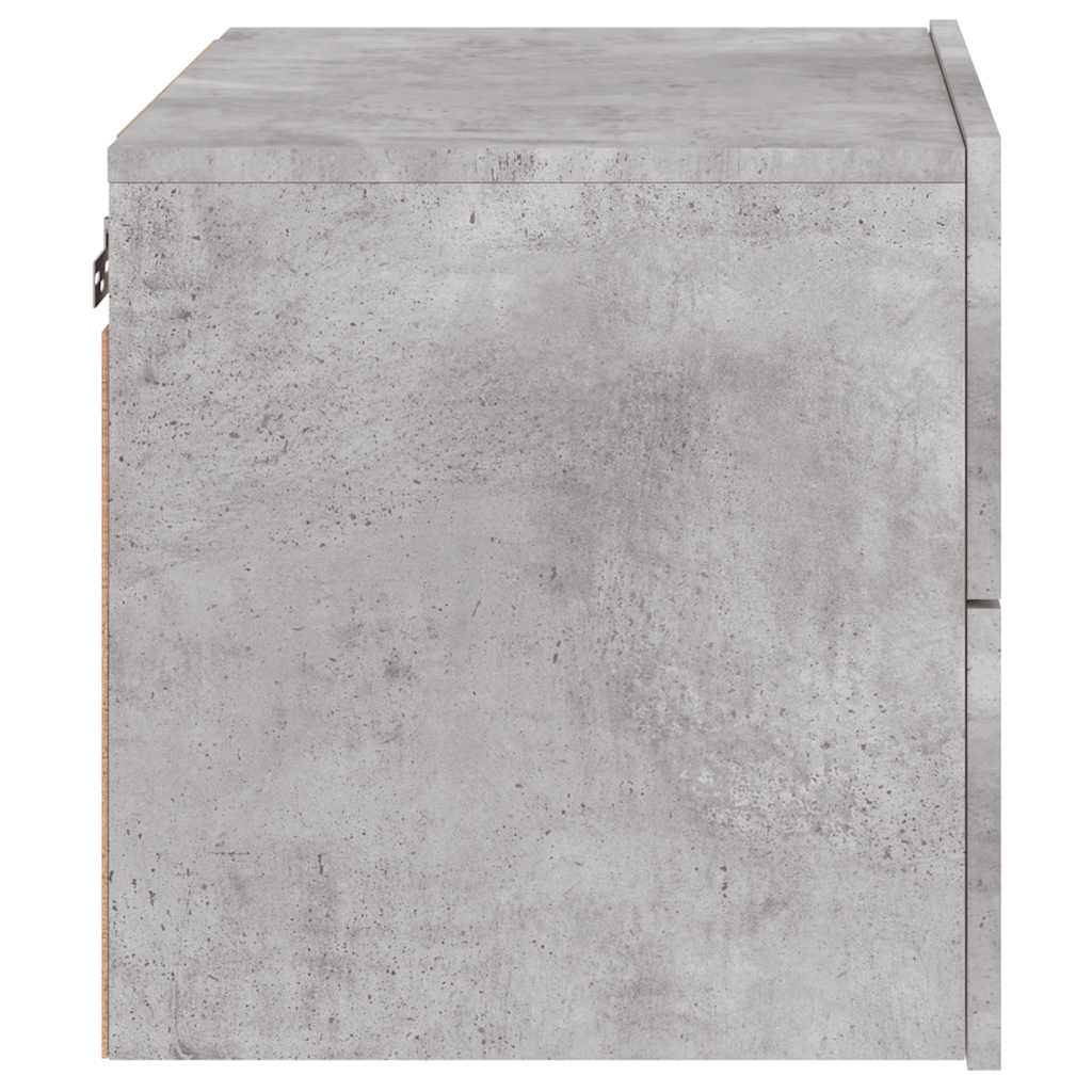 vidaXL Wall-mounted Bedside Cabinets with LED 2 pcs Concrete Grey