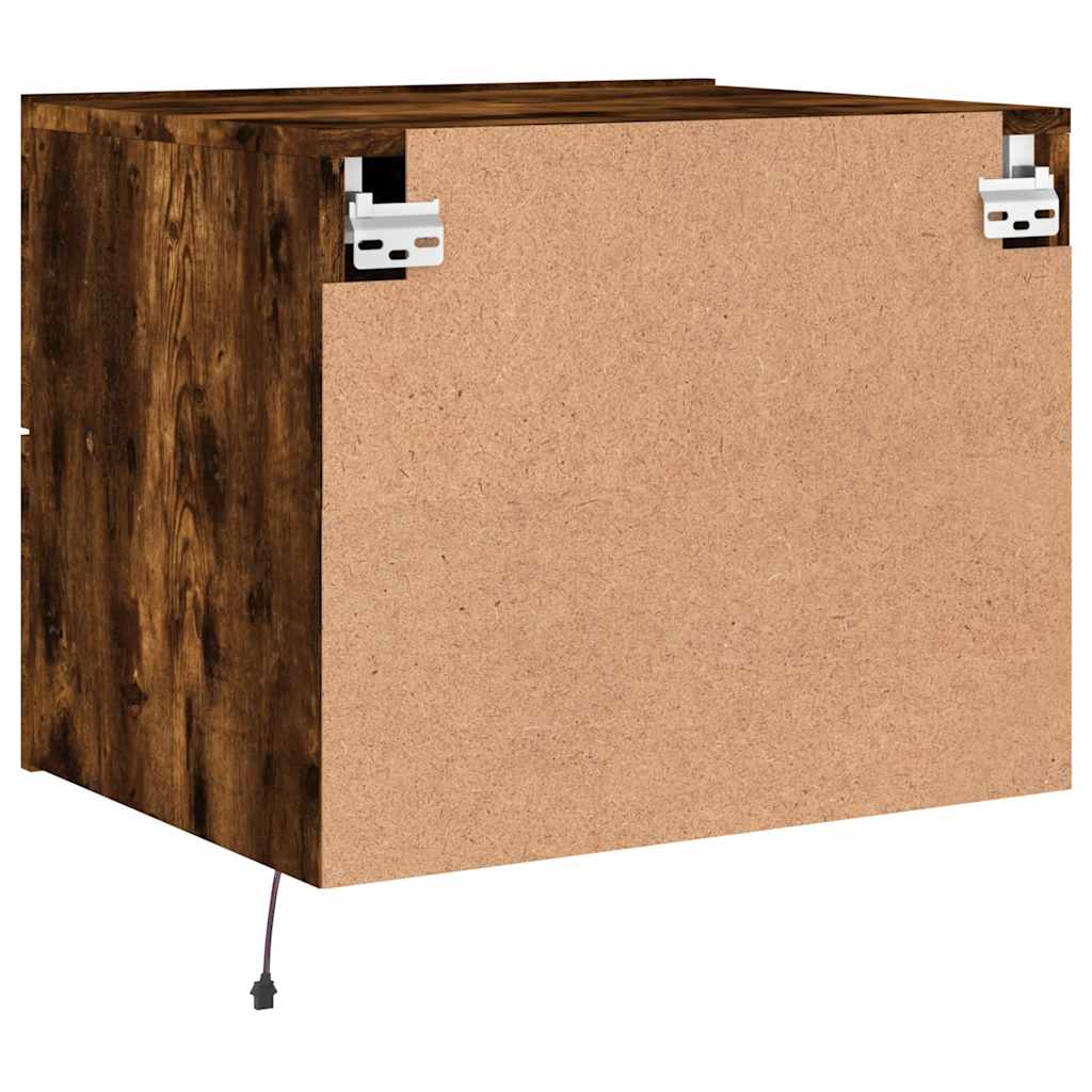 vidaXL Wall-mounted Bedside Cabinets with LED Lights 2 pcs Smoked Oak