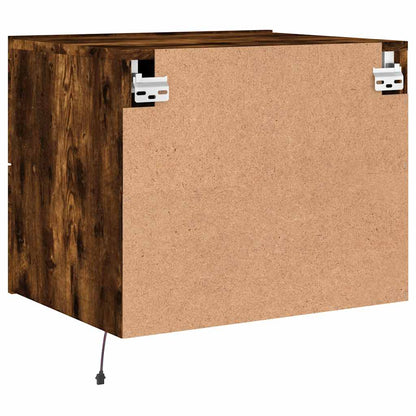 vidaXL Wall-mounted Bedside Cabinets with LED Lights 2 pcs Smoked Oak