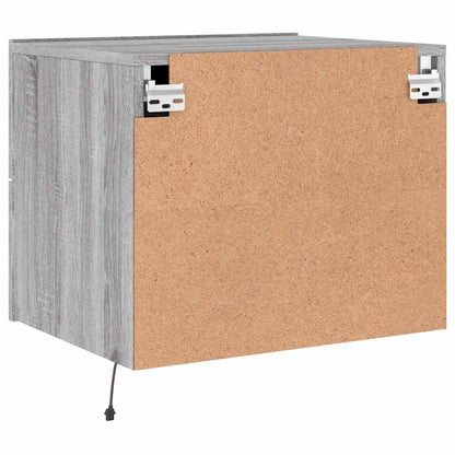 vidaXL Wall-mounted Bedside Cabinet with LED Lights Grey Sonoma