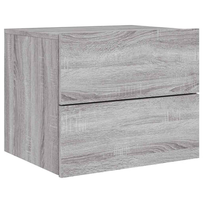 vidaXL Wall-mounted Bedside Cabinets with LED Lights 2 pcs Grey Sonoma