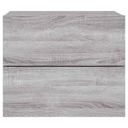 vidaXL Wall-mounted Bedside Cabinets with LED Lights 2 pcs Grey Sonoma