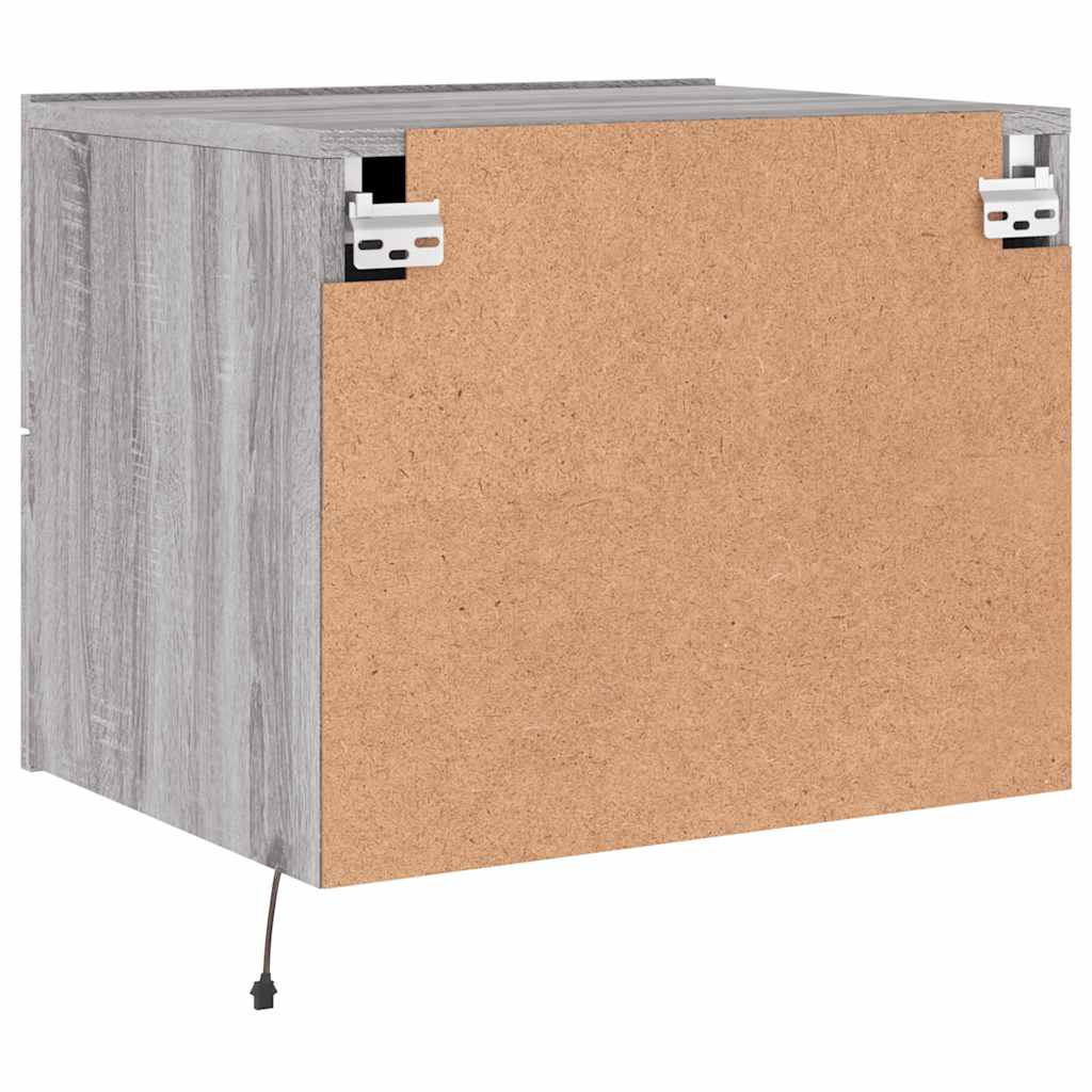 vidaXL Wall-mounted Bedside Cabinets with LED Lights 2 pcs Grey Sonoma