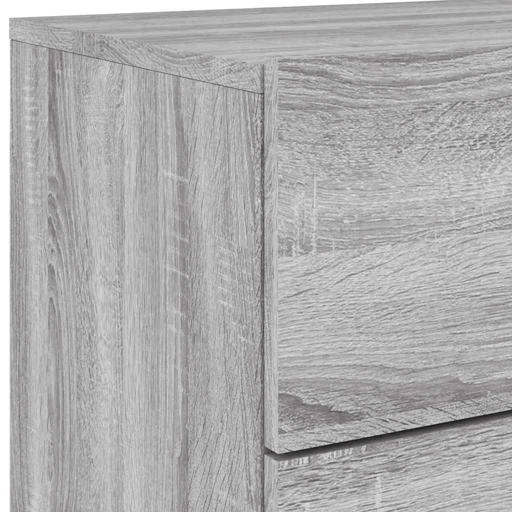 vidaXL Wall-mounted Bedside Cabinets with LED Lights 2 pcs Grey Sonoma