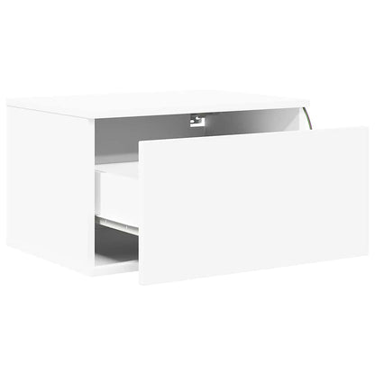 vidaXL Wall-mounted Bedside Cabinet with LED Lights White