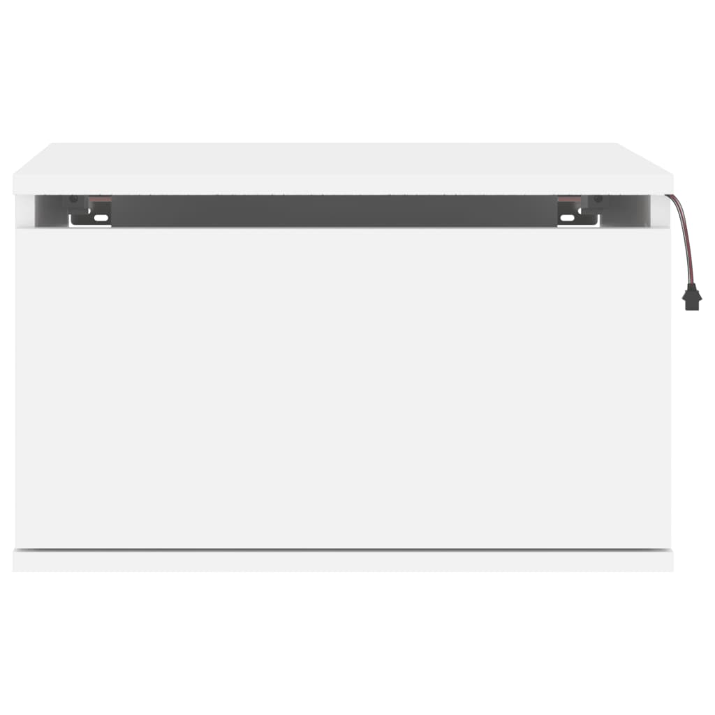 vidaXL Wall-mounted Bedside Cabinet with LED Lights White