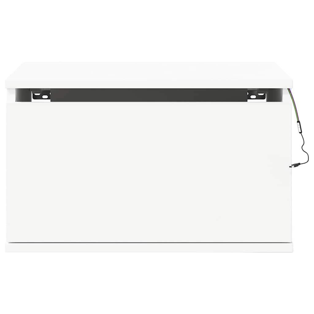 vidaXL Wall-mounted Bedside Cabinet with LED Lights White