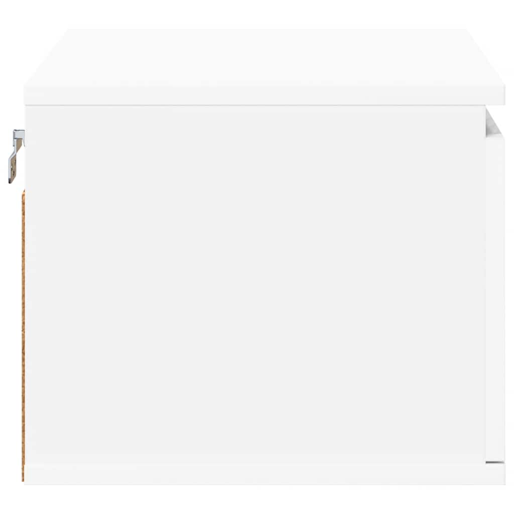 vidaXL Wall-mounted Bedside Cabinet with LED Lights White