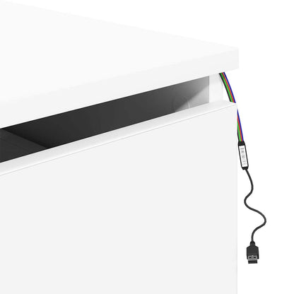 vidaXL Wall-mounted Bedside Cabinet with LED Lights White