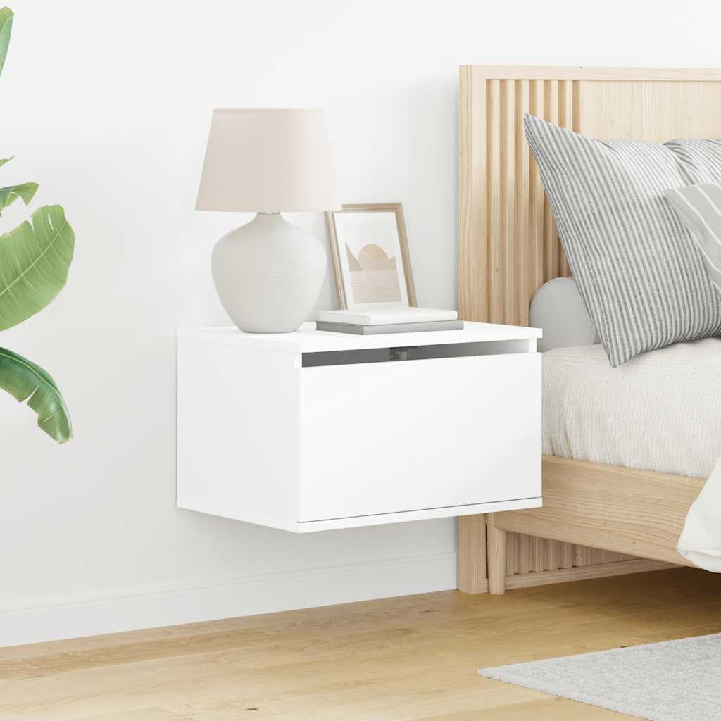 vidaXL Wall-mounted Bedside Cabinets with LED Lights 2 pcs White