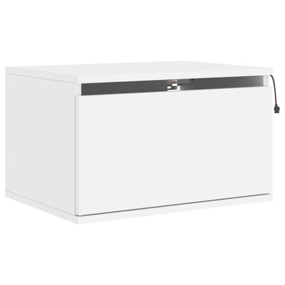 vidaXL Wall-mounted Bedside Cabinets with LED Lights 2 pcs White
