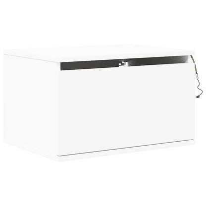 vidaXL Wall-mounted Bedside Cabinets with LED Lights 2 pcs White