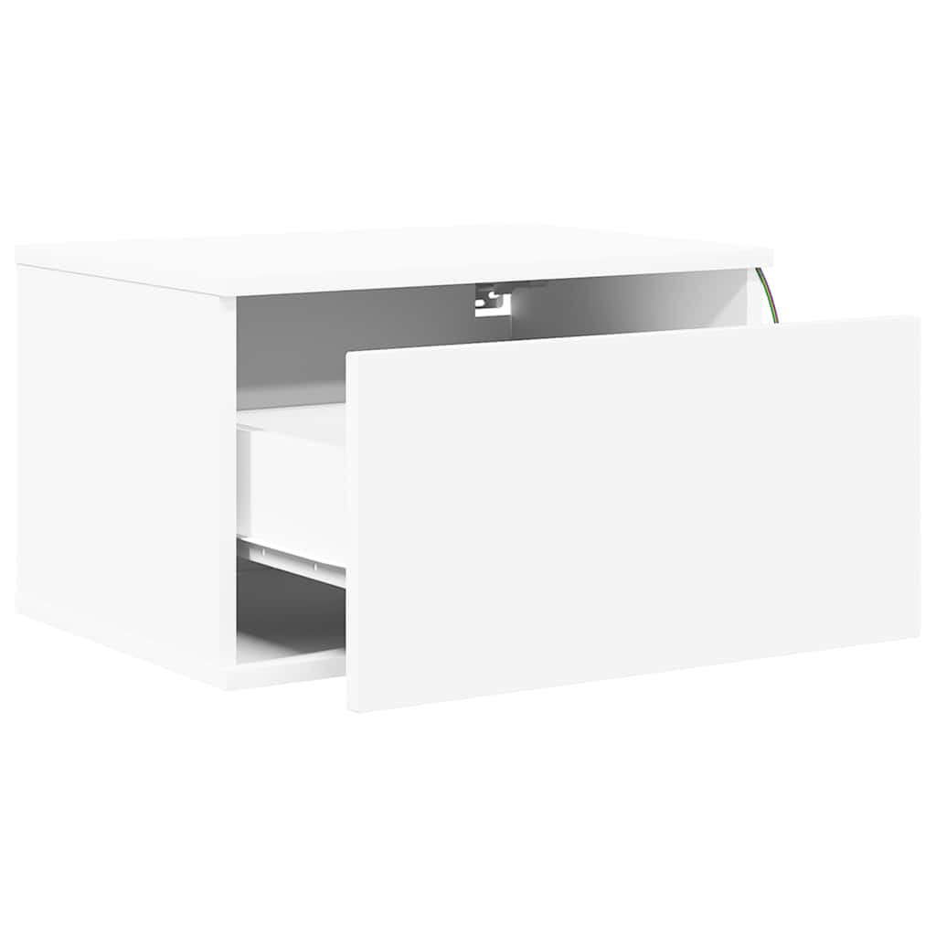 vidaXL Wall-mounted Bedside Cabinets with LED Lights 2 pcs White