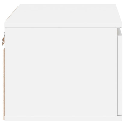 vidaXL Wall-mounted Bedside Cabinets with LED Lights 2 pcs White