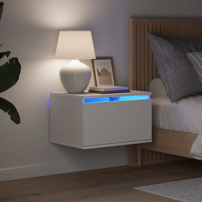 vidaXL Wall-mounted Bedside Cabinets with LED Lights 2 pcs White
