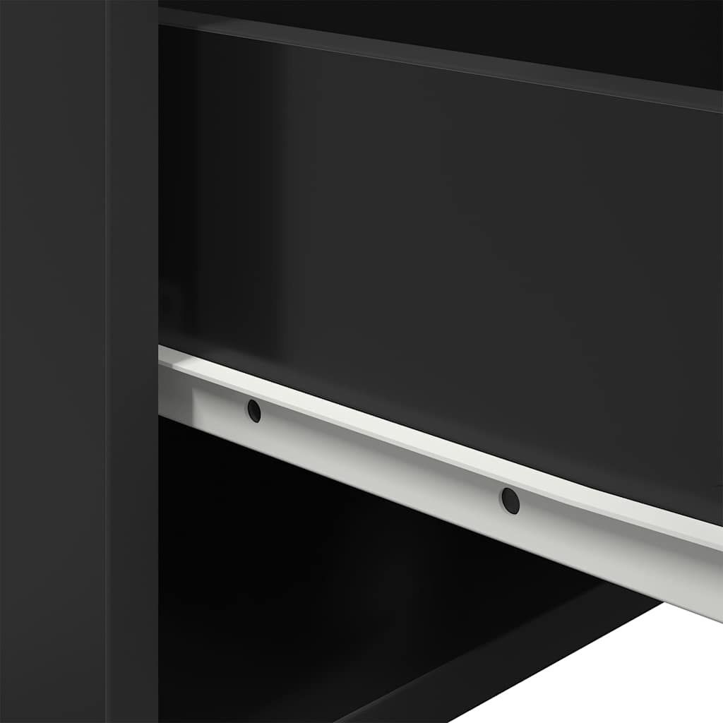 vidaXL Wall-mounted Bedside Cabinet with LED Lights Black
