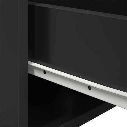 vidaXL Wall-mounted Bedside Cabinet with LED Lights Black