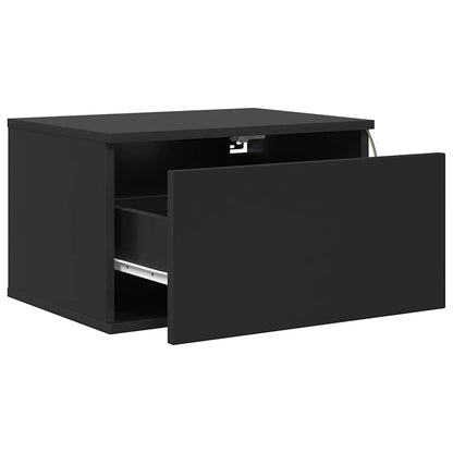 vidaXL Wall-mounted Bedside Cabinet with LED Lights Black