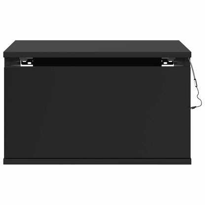vidaXL Wall-mounted Bedside Cabinet with LED Lights Black