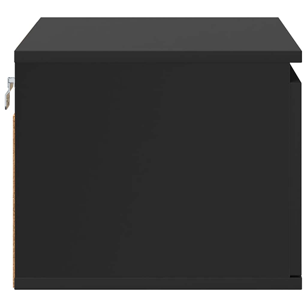 vidaXL Wall-mounted Bedside Cabinet with LED Lights Black