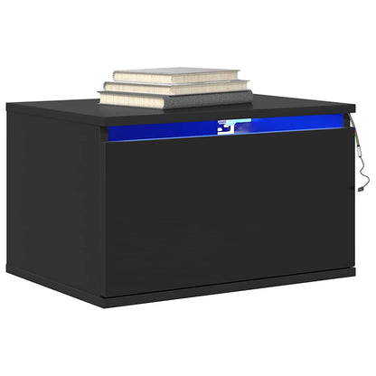 vidaXL Wall-mounted Bedside Cabinets with LED Lights 2 pcs Black