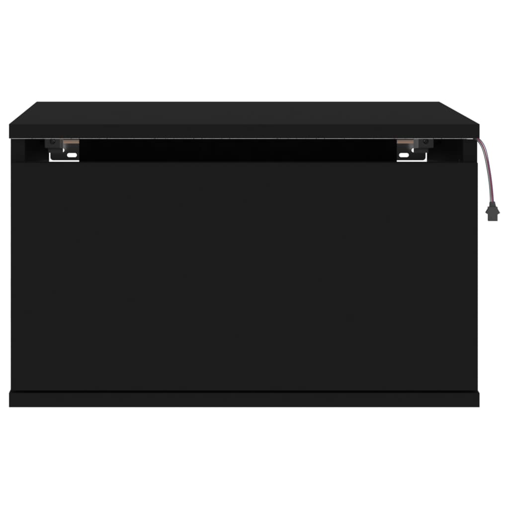 vidaXL Wall-mounted Bedside Cabinets with LED Lights 2 pcs Black