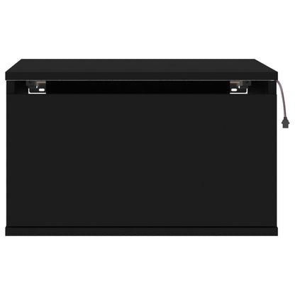 vidaXL Wall-mounted Bedside Cabinets with LED Lights 2 pcs Black