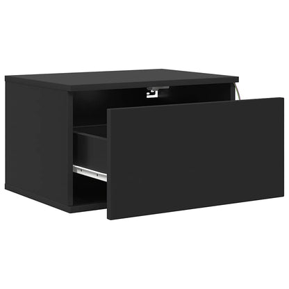 vidaXL Wall-mounted Bedside Cabinets with LED Lights 2 pcs Black