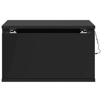 vidaXL Wall-mounted Bedside Cabinets with LED Lights 2 pcs Black