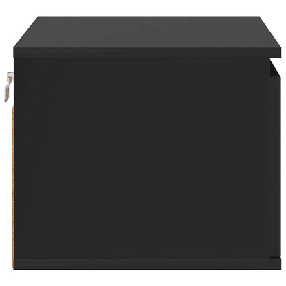 vidaXL Wall-mounted Bedside Cabinets with LED Lights 2 pcs Black