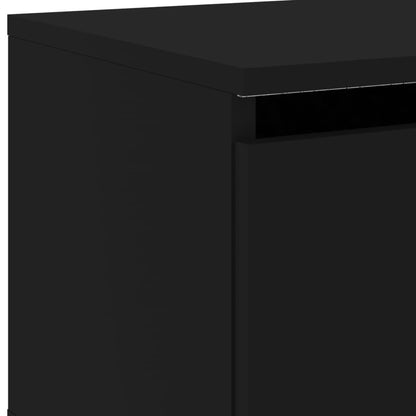 vidaXL Wall-mounted Bedside Cabinets with LED Lights 2 pcs Black