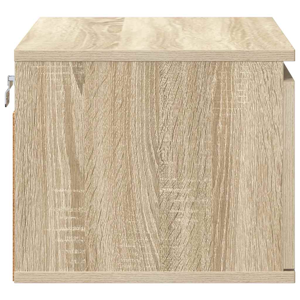 vidaXL Wall-mounted Bedside Cabinet with LED Lights Sonoma Oak