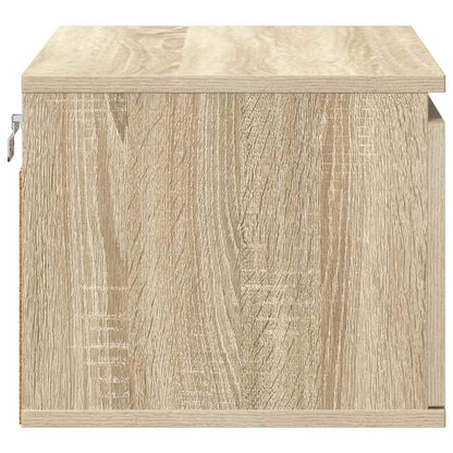 vidaXL Wall-mounted Bedside Cabinet with LED Lights Sonoma Oak