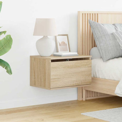 vidaXL Wall-mounted Bedside Cabinets with LED Lights 2 pcs Sonoma Oak