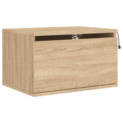 vidaXL Wall-mounted Bedside Cabinets with LED Lights 2 pcs Sonoma Oak
