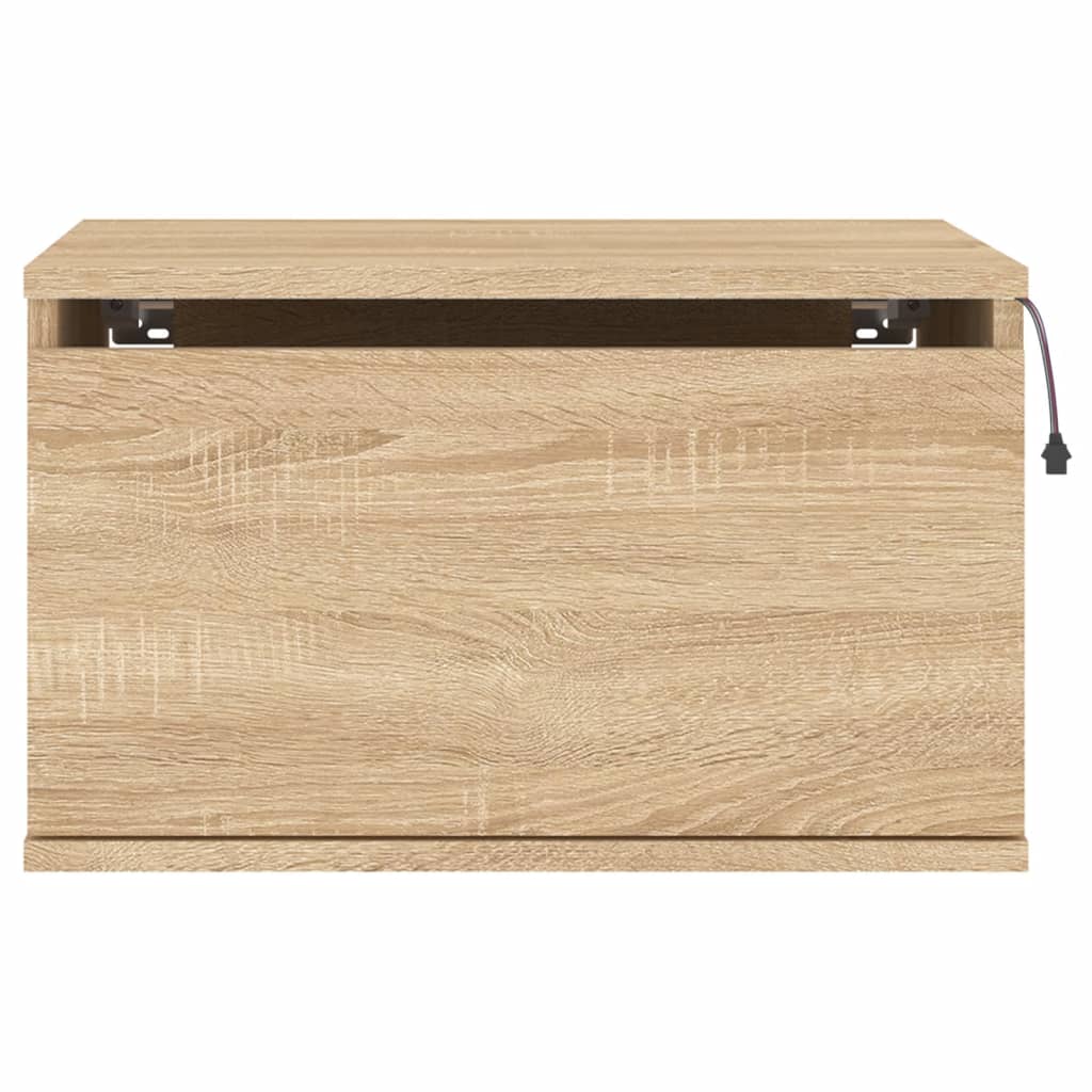 vidaXL Wall-mounted Bedside Cabinets with LED Lights 2 pcs Sonoma Oak