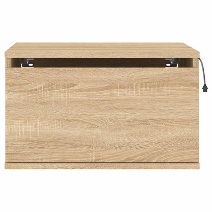 vidaXL Wall-mounted Bedside Cabinets with LED Lights 2 pcs Sonoma Oak
