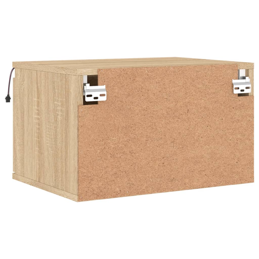 vidaXL Wall-mounted Bedside Cabinets with LED Lights 2 pcs Sonoma Oak
