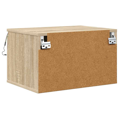 vidaXL Wall-mounted Bedside Cabinets with LED Lights 2 pcs Sonoma Oak