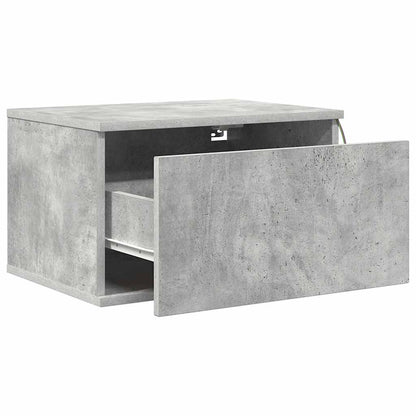 vidaXL Wall-mounted Bedside Cabinet with LED Lights Concrete Grey