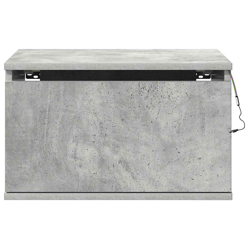 vidaXL Wall-mounted Bedside Cabinet with LED Lights Concrete Grey