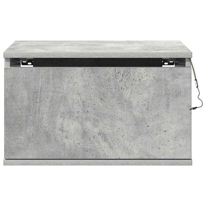 vidaXL Wall-mounted Bedside Cabinet with LED Lights Concrete Grey