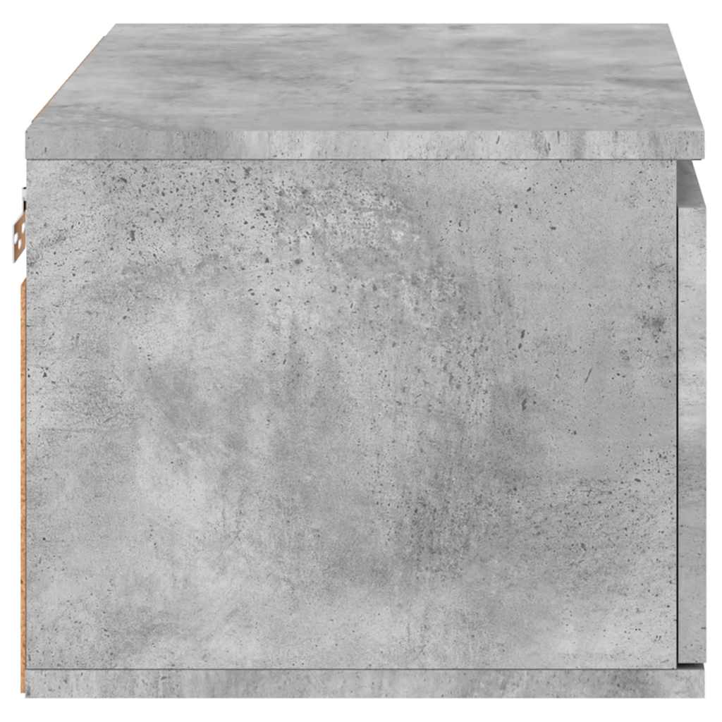 vidaXL Wall-mounted Bedside Cabinet with LED Lights Concrete Gery